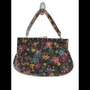 Vintage Floral applied beads Handbag – Hong Kong Black & Multicolor Design